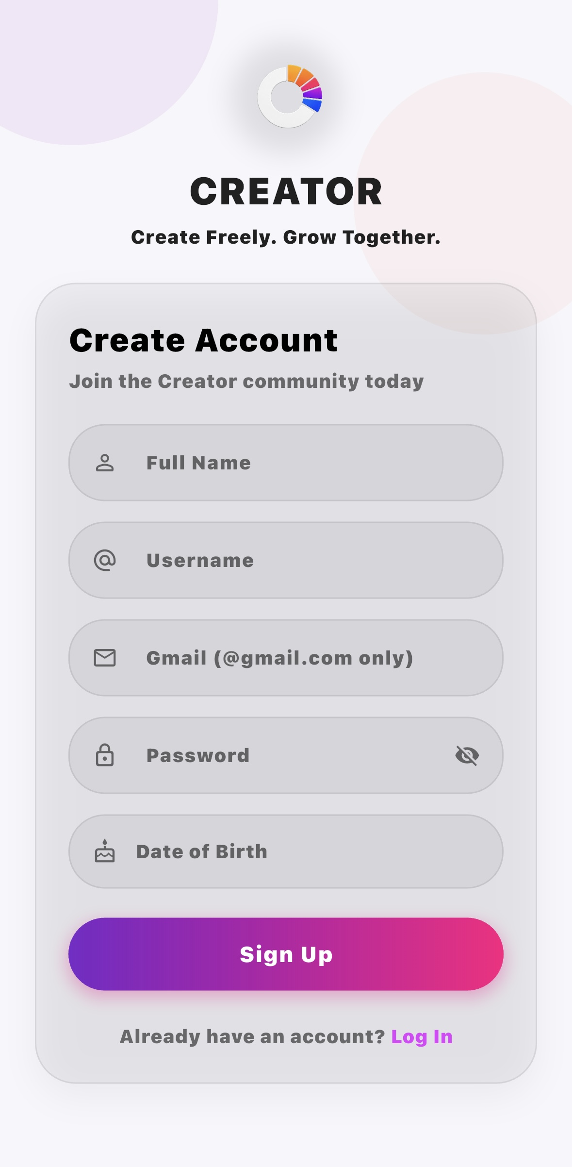 Creator app interface